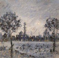 Hamid Alvi, 18 x 18 inch, Oil on Canvas, Landscape Painting, AC-HA-040